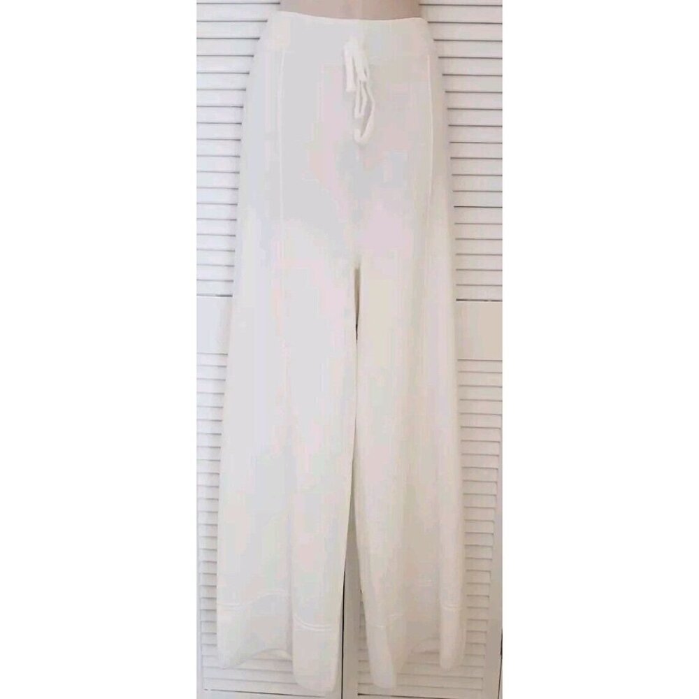 NWT NANETTE LEPORE KNITTED IVORY WITH LUREX SOFT WAIST PANTS LARGE